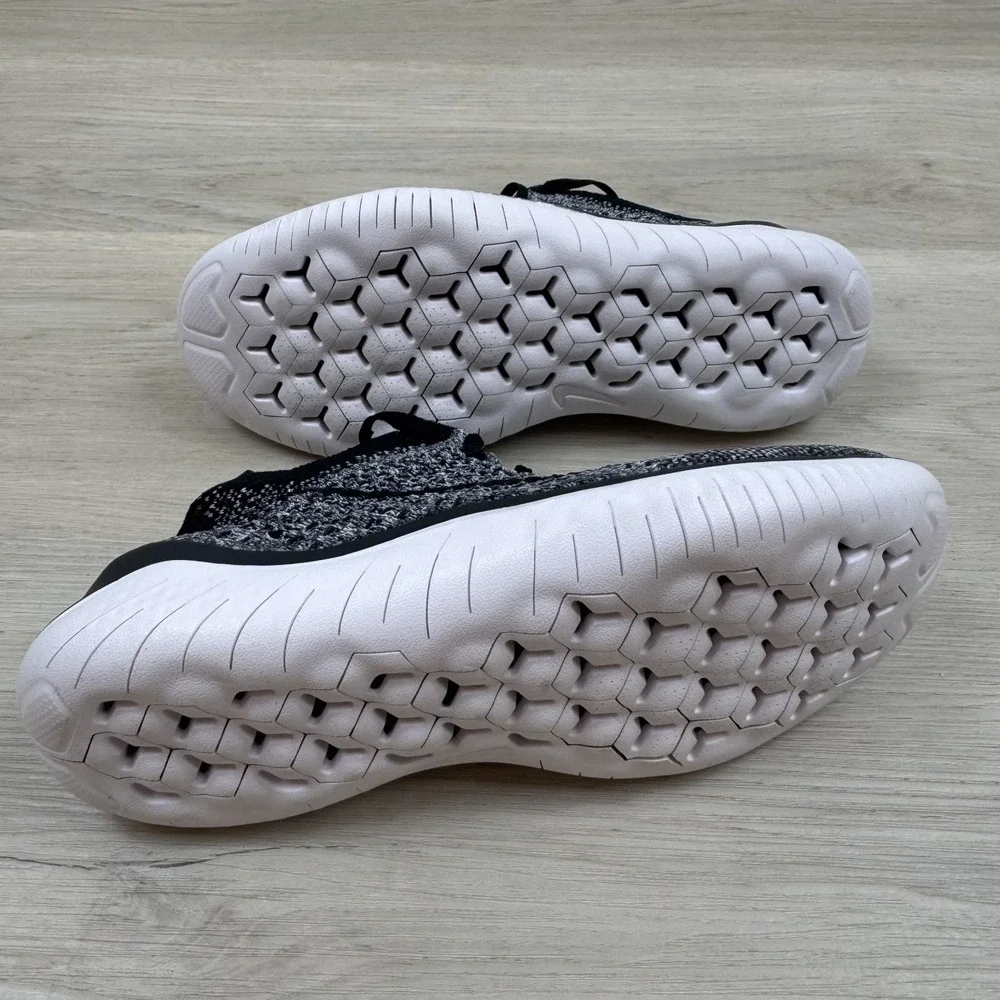 Nike Free RN Flyknit 2018 Running Shoes Womens 7.5 Black Oreo 942839 101